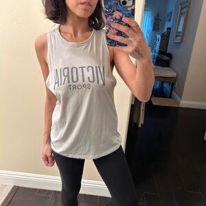 Victoria Sport Open Back Gray Tank Top